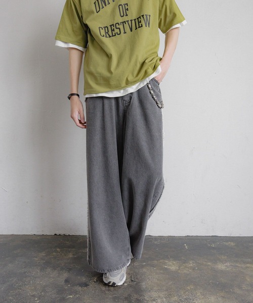 GLOBAL WORK(グローバルワーク)の「フリンジヒンヤリデニム/AND YUA ANY/291946(デニムパンツ・キッズ・グレー/ブルー・SMALL/MEDIUM/LARGE)」の1枚目の写真