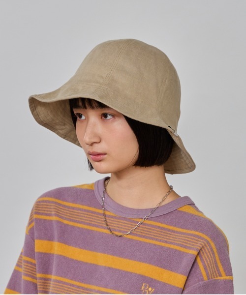 OVERRIDE(オーバーライド)の「OVERRIDE FRENCH LINEN TULIP / オーバーライド(ハット・レディース・ブラック/ベージュ・58cm)」の2枚目の写真