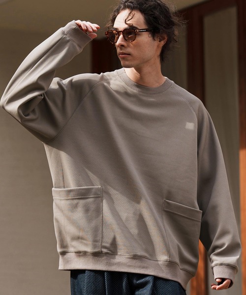 CAMBIO(カンビオ)の「mlt5082-サイドポケットクルーネックカットソー(Tシャツ/カットソー・メンズ・ホワイト/ブラック/グレイッシュベージュ・M/L/XL)」の3枚目の写真