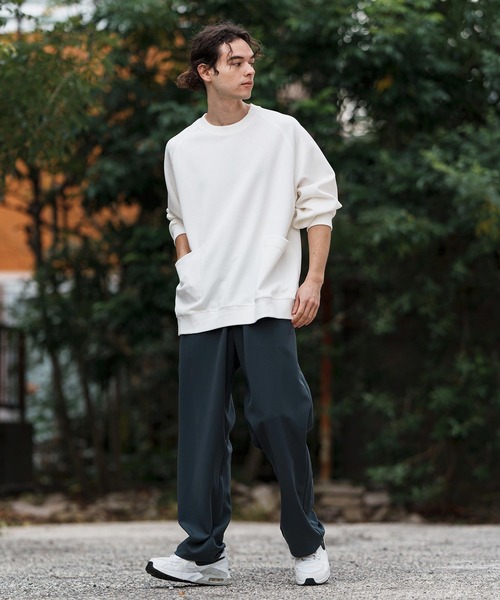 CAMBIO(カンビオ)の「mlt5082-サイドポケットクルーネックカットソー(Tシャツ/カットソー・メンズ・ホワイト/ブラック/グレイッシュベージュ・M/L/XL)」の7枚目の写真