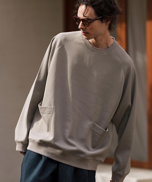 CAMBIO(カンビオ)の「mlt5082-サイドポケットクルーネックカットソー(Tシャツ/カットソー・メンズ・ホワイト/ブラック/グレイッシュベージュ・M/L/XL)」の10枚目の写真
