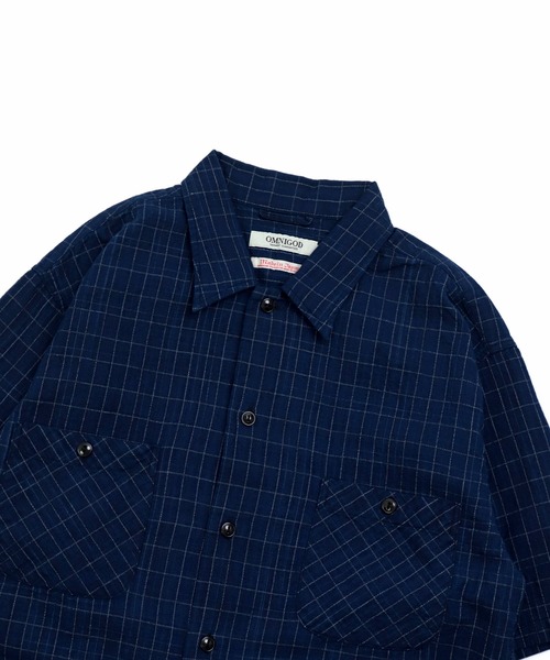 OMNIGOD（オムニゴッド）の「[OMNIGOD mens / オムニゴッド] インディゴ2重織チェック ショートスリーブボックスシャツ（シャツ/ブラウス・メンズ・インディゴブルー・2/3）」の13枚目の写真