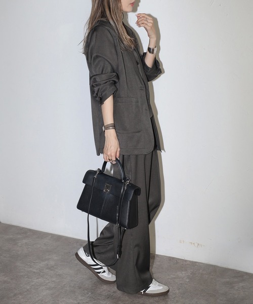 Bonjour Sagan（ボンジュールサガン）の「杢調シングルテーラードジャケット（テーラードジャケット・レディース・ライトベージュ/カーキブラウン/チャコールグレー・FREE）」の12枚目の写真