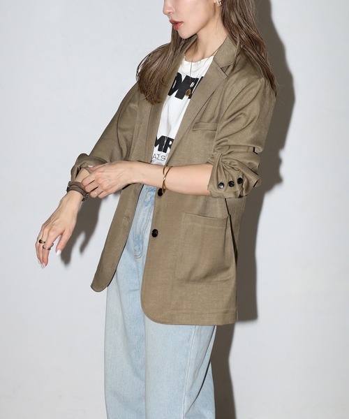 Bonjour Sagan（ボンジュールサガン）の「杢調シングルテーラードジャケット（テーラードジャケット・レディース・ライトベージュ/カーキブラウン/チャコールグレー・FREE）」の15枚目の写真