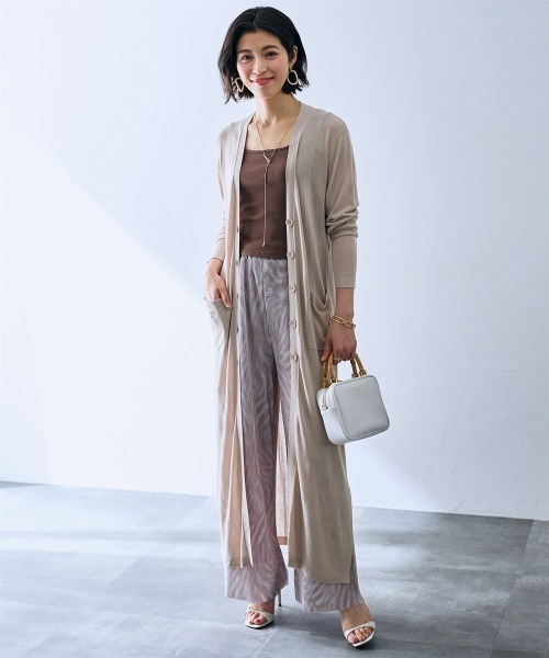 SMILE LAND（スマイルランド）の「プリーツ風プリントワイドストレートパンツ＜大きいサイズ有＞【OtonaSMILE】（その他パンツ・レディース・ベージュ系・5L/4L/3L/LL/M）」の9枚目の写真