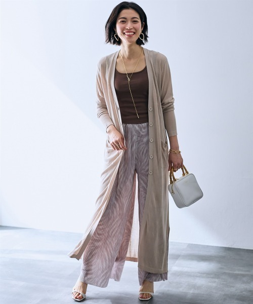 SMILE LAND（スマイルランド）の「プリーツ風プリントワイドストレートパンツ＜大きいサイズ有＞【OtonaSMILE】（その他パンツ・レディース・ベージュ系・5L/4L/3L/LL/M）」の12枚目の写真