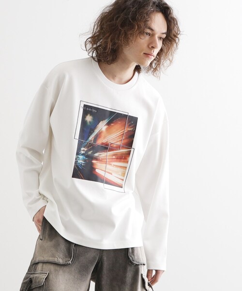 tk.TAKEO KIKUCHI（ティーケータケオキクチ）の「ネオングラフィックロンT（Tシャツ/カットソー・メンズ・ライトグリーン/ホワイト/ブラック・03/02）」の2枚目の写真