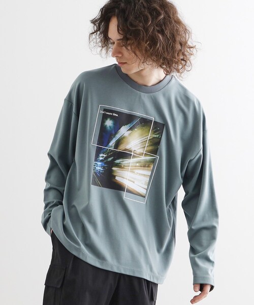 tk.TAKEO KIKUCHI（ティーケータケオキクチ）の「ネオングラフィックロンT（Tシャツ/カットソー・メンズ・ライトグリーン/ホワイト/ブラック・03/02）」の3枚目の写真