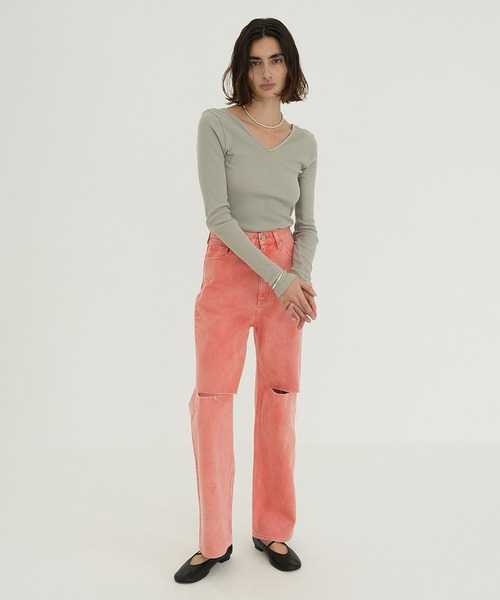週末値下　CLANE HEAVY RIB V NECK TOPS クラネ CLANE - ヘビーリブネックトップス - HEAVY RIB V NECK TOPS