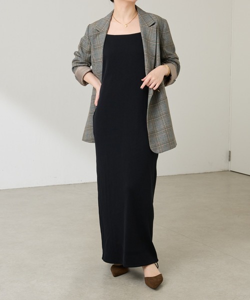 COLLAGE GALLARDAGALANTE(コラージュガリャルダガランテ)の「リブキャミワンピース/WEB限定カラー・サイズ展開/新色追加(ワンピース・レディース・ダークブラウン/サックスブルー/ブラック/ベージュ・FREE/TM)」の8枚目の写真