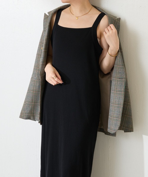 COLLAGE GALLARDAGALANTE(コラージュガリャルダガランテ)の「リブキャミワンピース/WEB限定カラー・サイズ展開/新色追加(ワンピース・レディース・ダークブラウン/サックスブルー/ブラック/ベージュ・FREE/TM)」の9枚目の写真