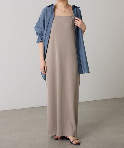 COLLAGE GALLARDAGALANTE(コラージュガリャルダガランテ)の「リブキャミワンピース/WEB限定カラー・サイズ展開/新色追加(ワンピース・レディース・ダークブラウン/サックスブルー/ブラック/ベージュ・FREE/TM)」の12枚目の写真