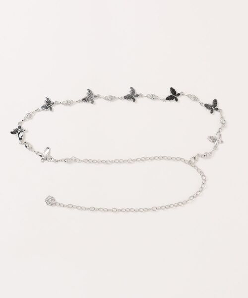 VIBGYOR Women（ヴィブジョー　ウィメン）の「【urge select】Y2K バタフライモチーフ 蝶 パール ウエスト チェーンベルト（ベルト・レディース・ブラック/ホワイト・FREE）」の3枚目の写真