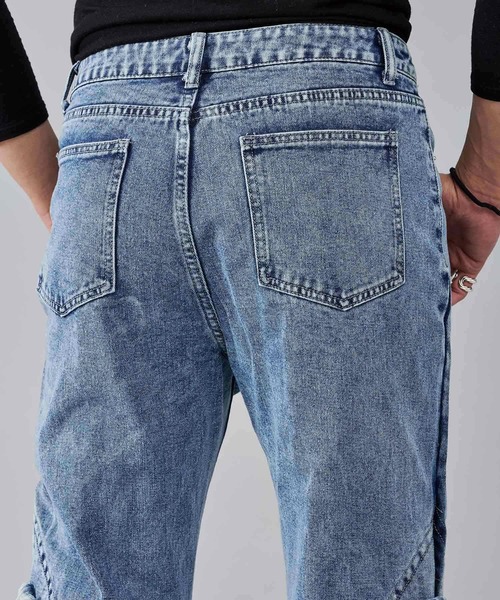 REGIEVO(レジエボ)の「フリンジフレアデニムパンツ(デニムパンツ・メンズ・ブラック/インディゴブルー・LARGE/MEDIUM)」の16枚目の写真
