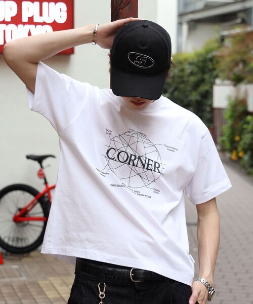 FFEIN（フェイン）】サークルアート線画プリントTシャツ / 男女