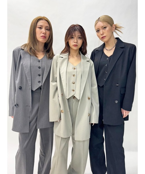 EGOIST（エゴイスト）の「ダブルブレストジャケット（セットアップ・レディース・ベージュ/ブラック/グレー・FREE）」の16枚目の写真