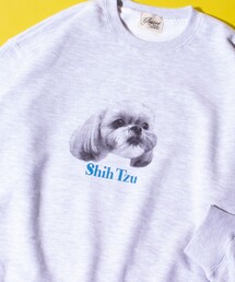 【GLOSTER/グロスター】DOG&CAT 犬猫プリント クルーネックスウェット