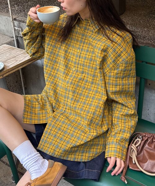 CIAOPANIC TYPY（チャオパニックティピー）の「【UNISEX】ポコポコチェックシャツ（シャツ/ブラウス・メンズ・レッド/アイボリー/イエロー/ネイビー・LARGE/MEDIUM）」の6枚目の写真