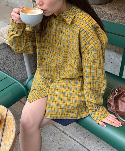 CIAOPANIC TYPY（チャオパニックティピー）の「【UNISEX】ポコポコチェックシャツ（シャツ/ブラウス・メンズ・レッド/アイボリー/イエロー/ネイビー・LARGE/MEDIUM）」の8枚目の写真