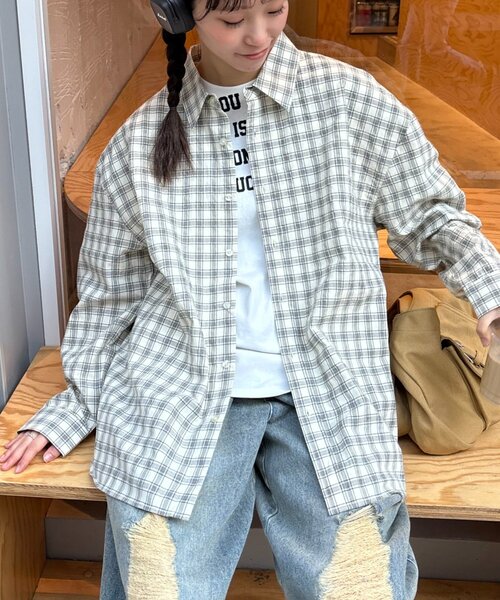 CIAOPANIC TYPY（チャオパニックティピー）の「【UNISEX】ポコポコチェックシャツ（シャツ/ブラウス・メンズ・レッド/アイボリー/イエロー/ネイビー・LARGE/MEDIUM）」の12枚目の写真