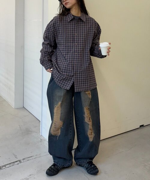 CIAOPANIC TYPY（チャオパニックティピー）の「【UNISEX】ポコポコチェックシャツ（シャツ/ブラウス・メンズ・レッド/アイボリー/イエロー/ネイビー・LARGE/MEDIUM）」の20枚目の写真