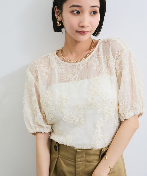VIS（ビス）の「コード刺繍シアープルオーバー（Tシャツ/カットソー・レディース・キナリ/ブラック・FREE）」の2枚目の写真