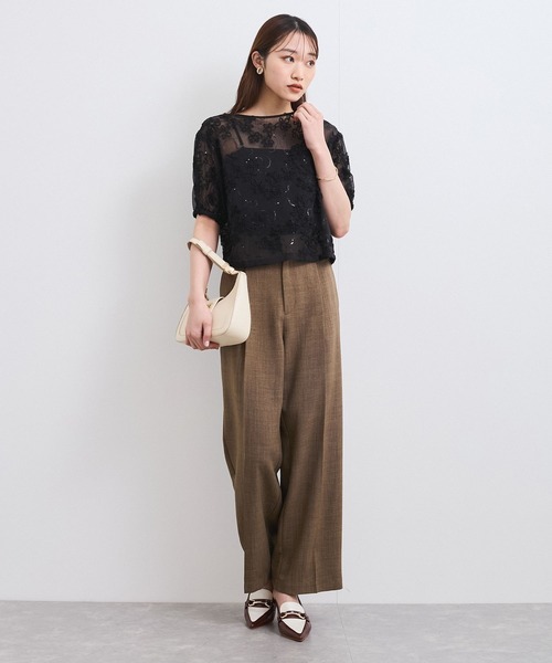 セール】コード刺繍シアープルオーバー（Tシャツ/カットソー