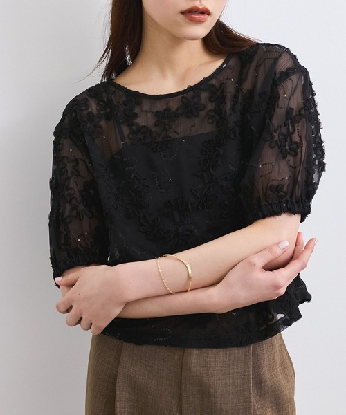 VIS（ビス）の「コード刺繍シアープルオーバー（Tシャツ/カットソー・レディース・キナリ/ブラック・FREE）」の4枚目の写真