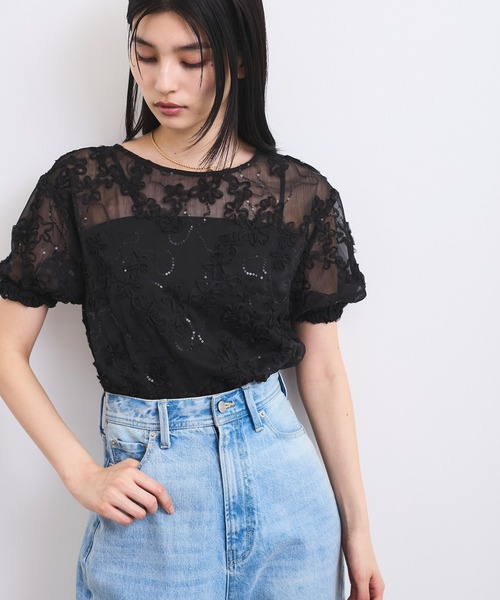 VIS（ビス）の「コード刺繍シアープルオーバー（Tシャツ/カットソー・レディース・キナリ/ブラック・FREE）」の17枚目の写真