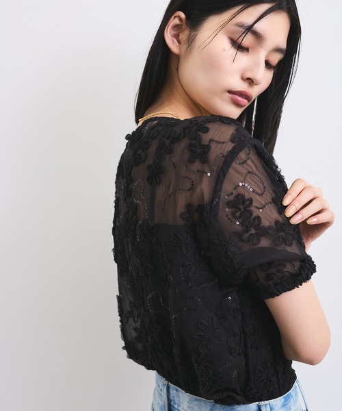 VIS（ビス）の「コード刺繍シアープルオーバー（Tシャツ/カットソー・レディース・キナリ/ブラック・FREE）」の16枚目の写真