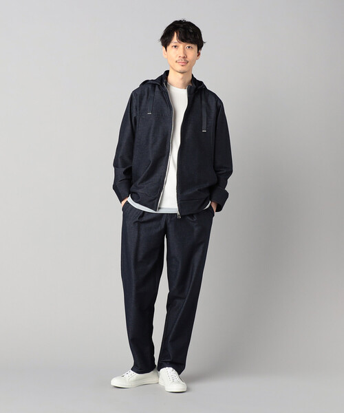 COMME CA MEN（コムサメン）の「和歌山編み コットンデニムライクジャージー フーディーブルゾン（パーカー・メンズ・ネイビー・M/L）」の9枚目の写真