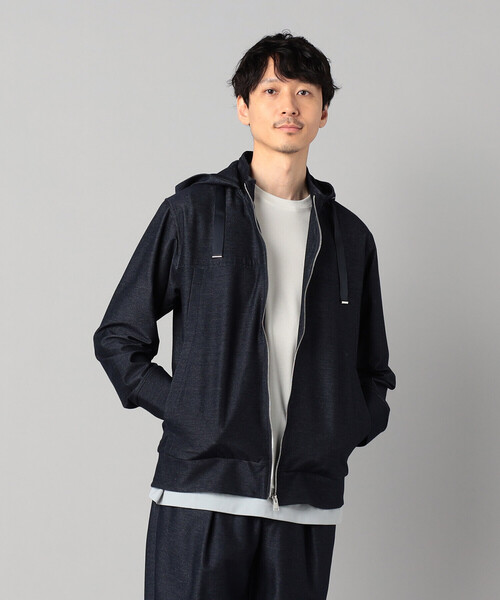 COMME CA MEN（コムサメン）の「和歌山編み コットンデニムライクジャージー フーディーブルゾン（パーカー・メンズ・ネイビー・M/L）」の8枚目の写真