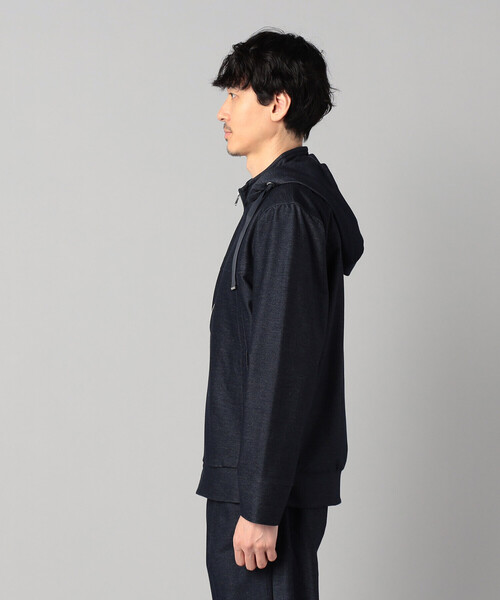 COMME CA MEN（コムサメン）の「和歌山編み コットンデニムライクジャージー フーディーブルゾン（パーカー・メンズ・ネイビー・M/L）」の5枚目の写真