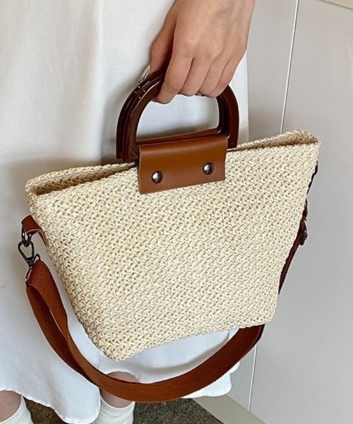 Ritzy(リッツィー)の「2way 配色切り替えかごショルダーバッグ ハンドバッグ(かごバッグ・レディース・ベージュ/アイボリー・FREE)」の2枚目の写真