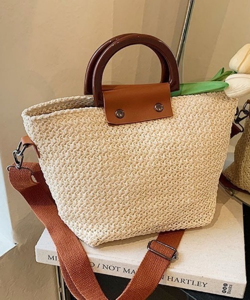 Ritzy(リッツィー)の「2way 配色切り替えかごショルダーバッグ ハンドバッグ(かごバッグ・レディース・ベージュ/アイボリー・FREE)」の14枚目の写真