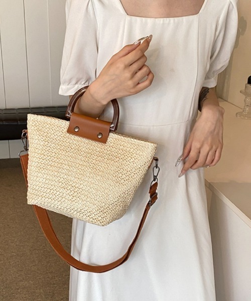 Ritzy(リッツィー)の「2way 配色切り替えかごショルダーバッグ ハンドバッグ(かごバッグ・レディース・ベージュ/アイボリー・FREE)」の15枚目の写真