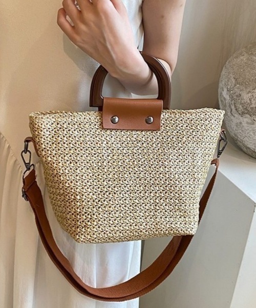 Ritzy(リッツィー)の「2way 配色切り替えかごショルダーバッグ ハンドバッグ(かごバッグ・レディース・ベージュ/アイボリー・FREE)」の19枚目の写真