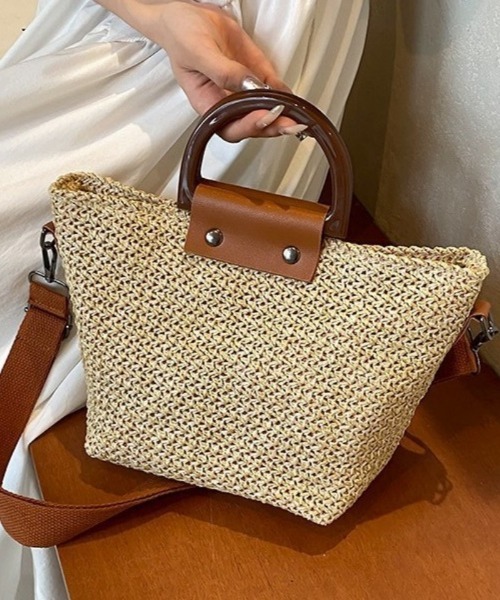 Ritzy(リッツィー)の「2way 配色切り替えかごショルダーバッグ ハンドバッグ(かごバッグ・レディース・ベージュ/アイボリー・FREE)」の8枚目の写真