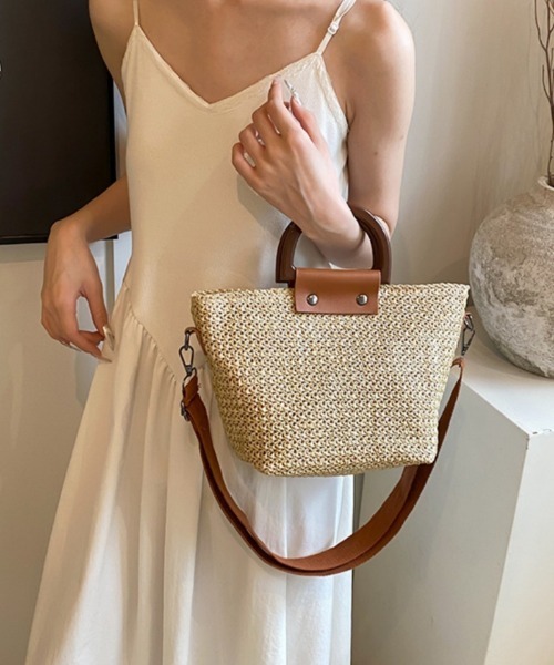 Ritzy(リッツィー)の「2way 配色切り替えかごショルダーバッグ ハンドバッグ(かごバッグ・レディース・ベージュ/アイボリー・FREE)」の9枚目の写真