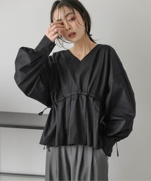 ドロストリボン プリーツヘムブラウス