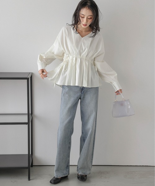 AMELY（エミリー）の「ドロストリボン プリーツヘムブラウス（シャツ/ブラウス・レディース・ブラック/ホワイト・フリー）」の21枚目の写真