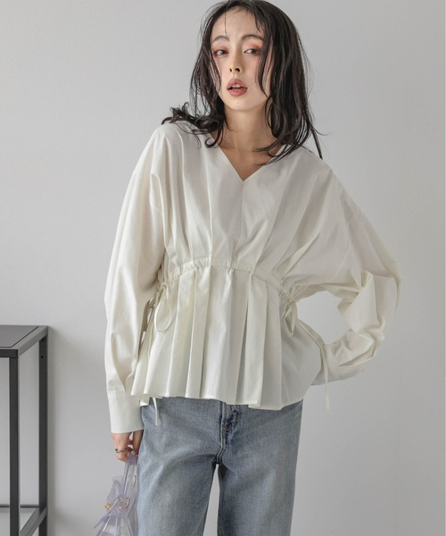 AMELY（エミリー）の「ドロストリボン プリーツヘムブラウス（シャツ/ブラウス・レディース・ブラック/ホワイト・フリー）」の22枚目の写真