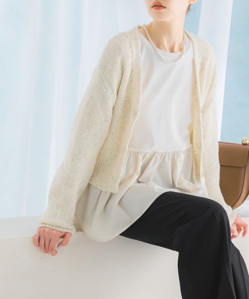 URBAN RESEARCH ROSSO WOMEN（アーバンリサーチ　ロッソ）の「ペプラムドッキングプルオーバー（Tシャツ/カットソー・レディース・ブラック/アイボリー・FREE）」の21枚目の写真