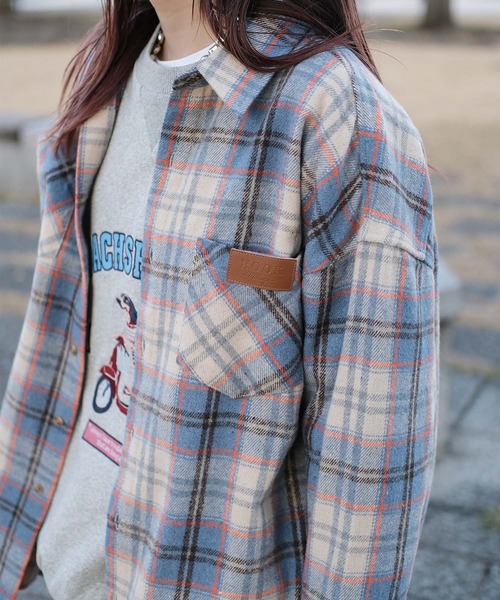 HOOK(フック)の「HOOK -original- 古着風チェック柄コットンオーバーシャツ(シャツ/ブラウス・メンズ・ブルー・X-LARGE/LARGE/MEDIUM)」の4枚目の写真