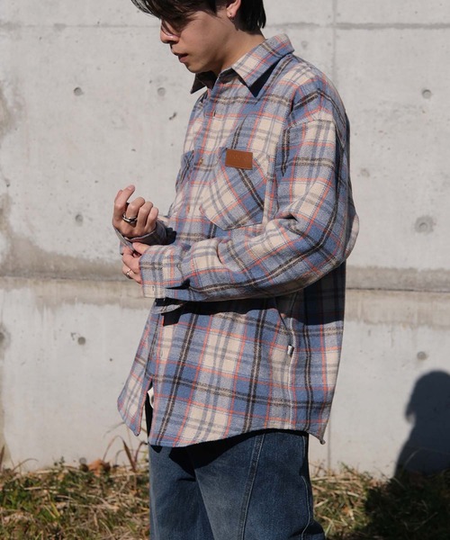 HOOK(フック)の「HOOK -original- 古着風チェック柄コットンオーバーシャツ(シャツ/ブラウス・メンズ・ブルー・X-LARGE/LARGE/MEDIUM)」の18枚目の写真