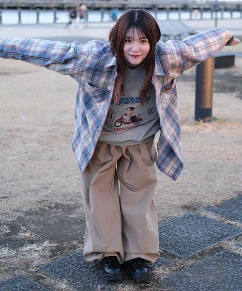 HOOK(フック)の「HOOK -original- 古着風チェック柄コットンオーバーシャツ(シャツ/ブラウス・メンズ・ブルー・X-LARGE/LARGE/MEDIUM)」の3枚目の写真