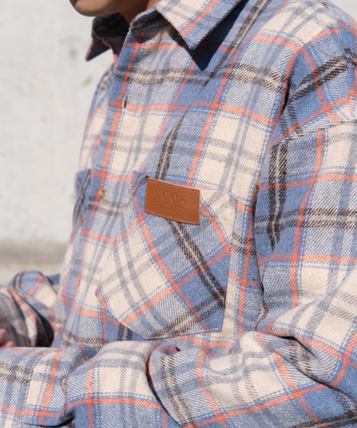 HOOK(フック)の「HOOK -original- 古着風チェック柄コットンオーバーシャツ(シャツ/ブラウス・メンズ・ブルー・X-LARGE/LARGE/MEDIUM)」の5枚目の写真