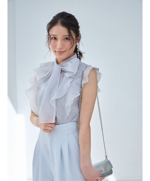 MERCURYDUO(マーキュリーデュオ)の「オーガンジー配色メローラッフルフリルブラウス(シャツ/ブラウス・レディース・ベビーピンク/グレー/オフホワイト・FREE)」の12枚目の写真