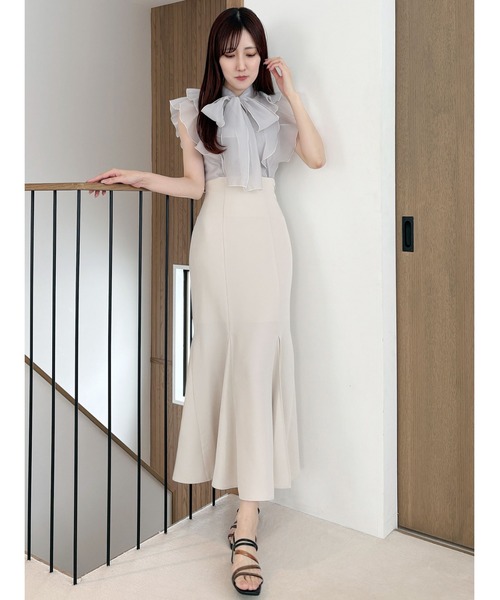 MERCURYDUO オーガンジー配色メローラッフルフリルブラウス オーガンジー配色メローラッフルフリルブラウス（シャツ