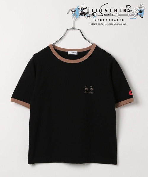 LEPSIM(レプシィム)の「【BETTY BOOP(TM)】プリントリンガーT 327016(Tシャツ/カットソー・レディース・ブラック/アイボリー・FREE)」の2枚目の写真